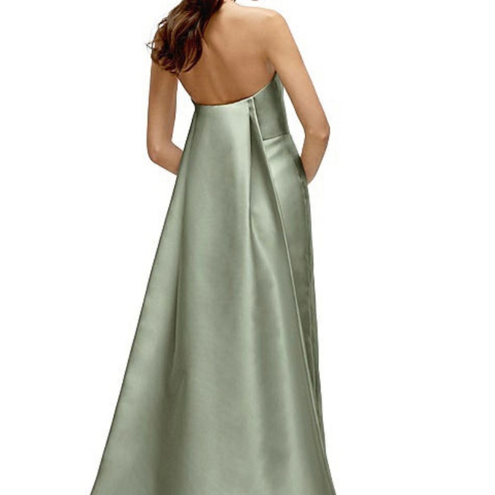 ALFRED SUNG Backless Sage Satin Dress